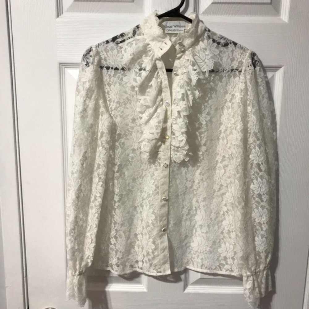 Vintage Lloyd Williams Ivory Lace Sheer Blouse